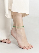 картинка Элитный браслет на ногу Из натурального камня Кошачий глаз (зелёный) от магазина Wolves