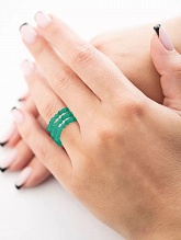 картинка Тройное Элитное кольцо Из натурального камня Циркон (зелёный) от магазина Wolves