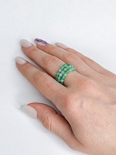 картинка Тройное Элитное кольцо Из натурального камня Изумруд от магазина Wolves