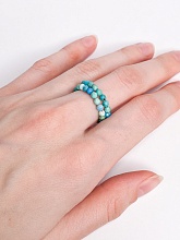картинка Двойное Элитное кольцо Из натурального камня Бирюза
