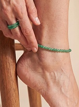 картинка Элитный браслет на ногу из натурального камня Изумруд от магазина Wolves