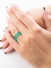 картинка Двойное Элитное кольцо Из натурального камня Циркон (зелёный) от магазина Wolves