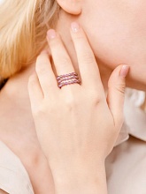 картинка Тройное  Элитное кольцо Из натурального камня Аметист от магазина Wolves