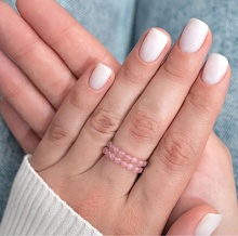 картинка Двойное Элитное кольцо Из натурального камня Розовый кварц от магазина Wolves