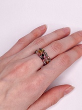 картинка Тройное Элитное кольцо Из натурального камня Турмалин от магазина Wolves