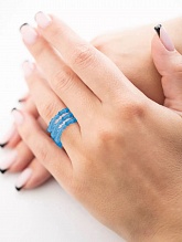 картинка Тройное Элитное кольцо Из натурального камня Циркон (голубой) от магазина Wolves