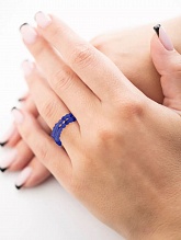 картинка Двойное Элитное кольцо Из натурального камня Циркон (синий) от магазина Wolves