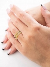 картинка Двойное Элитное кольцо Из натурального камня Цитрин от магазина Wolves
