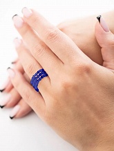 картинка Тройное Элитное кольцо Из натурального камня Циркон (синий) от магазина Wolves